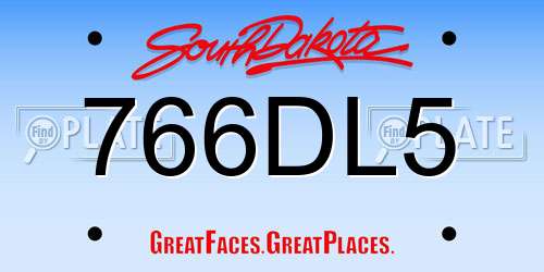 766DL5 South Dakota License Plate