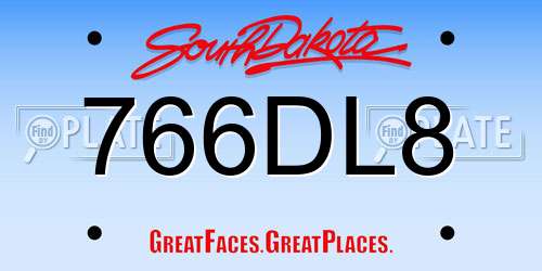 766DL8 South Dakota License Plate