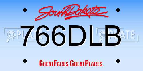 766DLB South Dakota License Plate