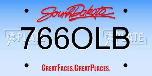 766OLB South Dakota License Plate