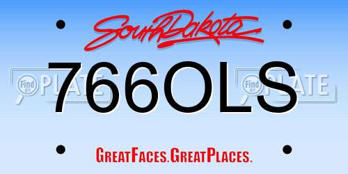 766OLS South Dakota License Plate