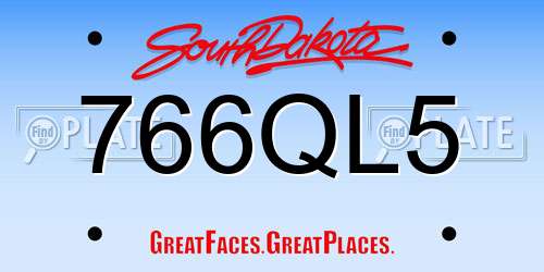 766QL5 South Dakota License Plate