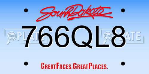 766QL8 South Dakota License Plate
