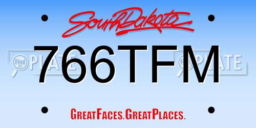 766TFM South Dakota License Plate