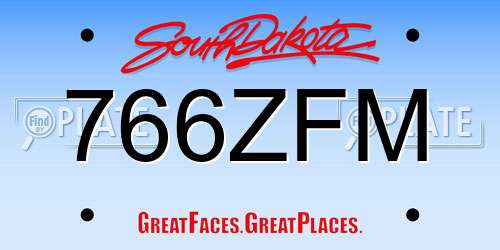 766ZFM South Dakota License Plate