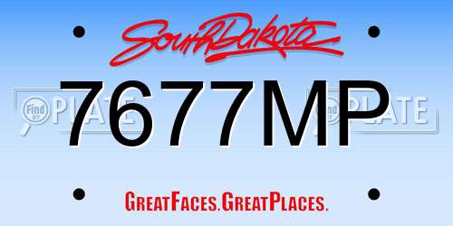 7677MP South Dakota License Plate