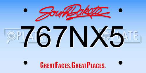 767NX5 South Dakota License Plate