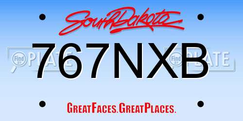 767NXB South Dakota License Plate
