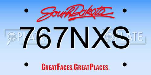 767NXS South Dakota License Plate