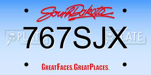 767SJX South Dakota License Plate