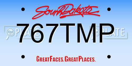767TMP South Dakota License Plate