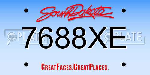 7688XE South Dakota License Plate