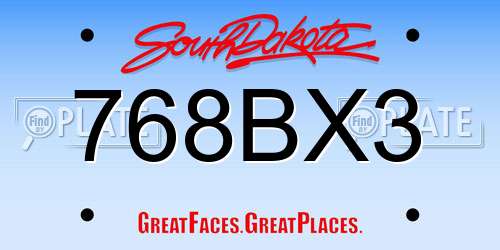 768BX3 South Dakota License Plate