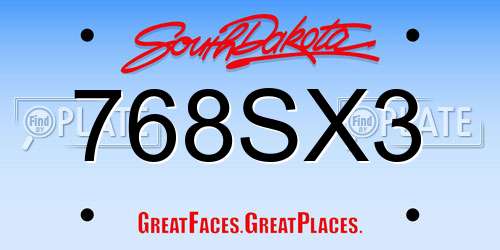 768SX3 South Dakota License Plate