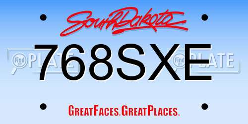 768SXE South Dakota License Plate