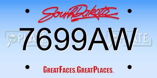 7699AW South Dakota License Plate