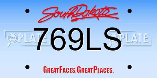 769LS South Dakota License Plate