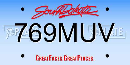769MUV South Dakota License Plate