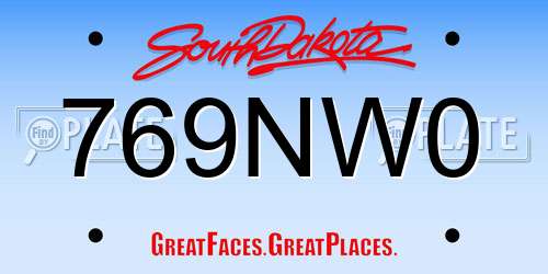 769NW0 South Dakota License Plate