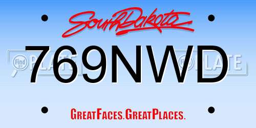 769NWD South Dakota License Plate
