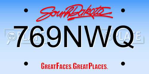 769NWQ South Dakota License Plate