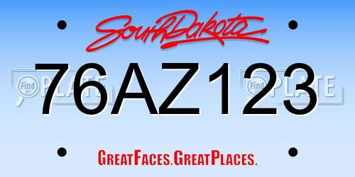 76AZ123 South Dakota License Plate