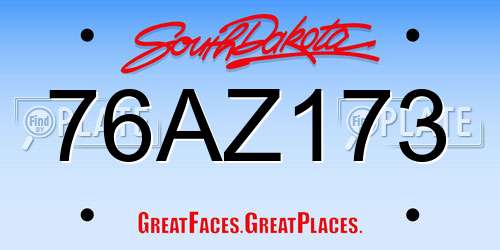 76AZ173 South Dakota License Plate