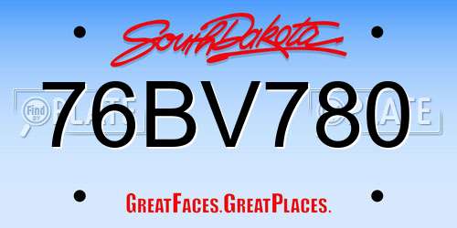 76BV780 South Dakota License Plate