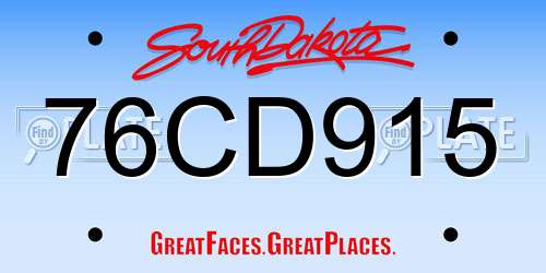 76CD915 South Dakota License Plate