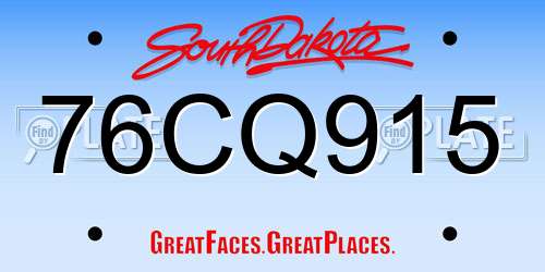 76CQ915 South Dakota License Plate