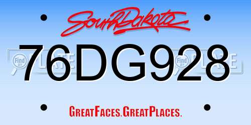 76DG928 South Dakota License Plate
