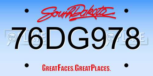 76DG978 South Dakota License Plate