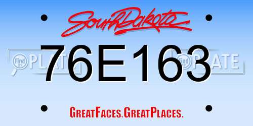 76E163 South Dakota License Plate
