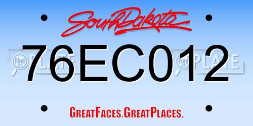 76EC012 South Dakota License Plate