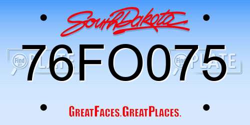 76FO075 South Dakota License Plate