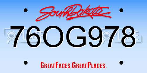 76OG978 South Dakota License Plate