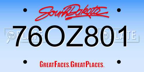 76OZ801 South Dakota License Plate