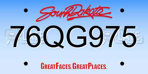 76QG975 South Dakota License Plate