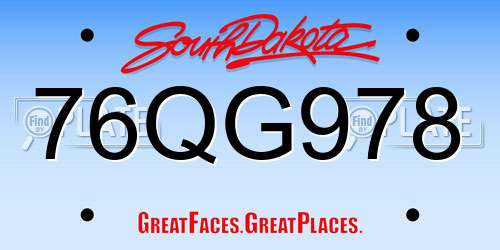 76QG978 South Dakota License Plate
