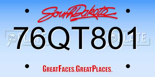 76QT801 South Dakota License Plate
