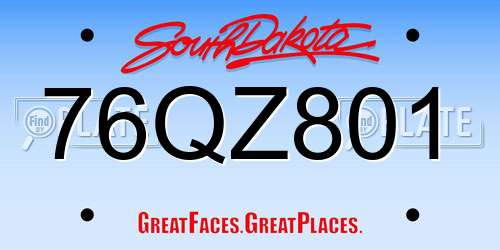 76QZ801 South Dakota License Plate