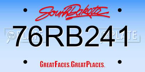 76RB241 South Dakota License Plate