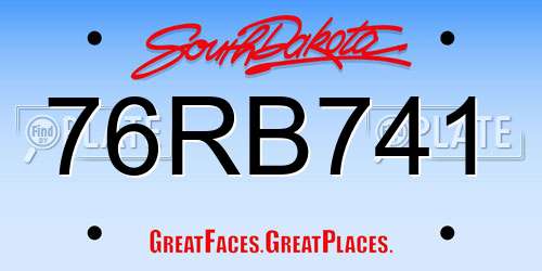 76RB741 South Dakota License Plate