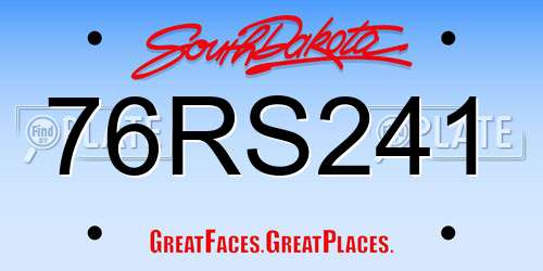 76RS241 South Dakota License Plate