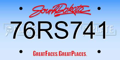 76RS741 South Dakota License Plate