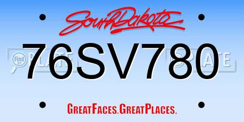 76SV780 South Dakota License Plate