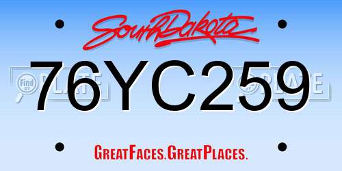 76YC259 South Dakota License Plate