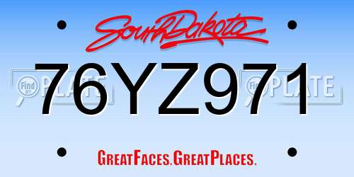 76YZ971 South Dakota License Plate