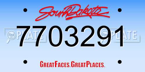 7703291 South Dakota License Plate