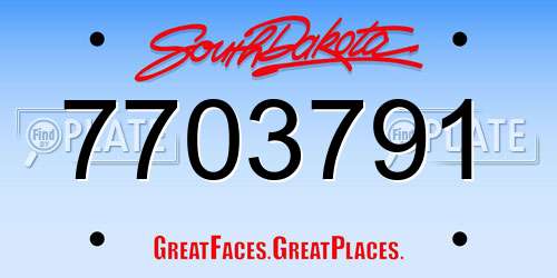7703791 South Dakota License Plate